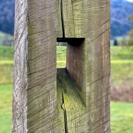 Nahaufnahme von einer Holzskulptur